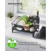 imageSONGMICS Dish Drying Rack Kitchen Dish Rack with Drainboard 360 Rotatable and Extendable Spout with Cutlery Holder 122 x 165 x 73 Inches Dove Gray UKCS550G01Ink Black