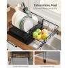 imageSONGMICS Dish Drying Rack Kitchen Dish Rack with Drainboard 360 Rotatable and Extendable Spout with Cutlery Holder 12222 x 165 x 79 Inches Ink Black UKCS552B01Ink Black