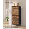 imageSONGMICS Dresser for Bedroom Chest of Drawers Steel MDF 5 NonWoven Fabric Drawers Storage Organizer Unit Closet Entryway Ink Black and Ebony Black LGS315B01SRustic Brown  Ink Black