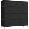 imageSONGMICS Dresser for Bedroom Chest of Drawers Steel MDF 5 NonWoven Fabric Drawers Storage Organizer Unit Closet Entryway Ink Black and Ebony Black LGS315B01SInk Black  Ebony Black