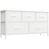 imageSONGMICS Dresser for Bedroom Chest of Drawers Steel MDF 5 NonWoven Fabric Drawers Storage Organizer Unit Closet Entryway Ink Black and Ebony Black LGS315B01SCloud White  Snow White