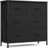 imageSONGMICS Dresser for Bedroom Chest of Drawers Steel MDF 5 NonWoven Fabric Drawers Storage Organizer Unit Closet Entryway Ink Black and Ebony Black LGS315B01SInk Black  Ebony Black