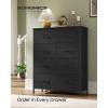 imageSONGMICS Dresser for Bedroom Chest of Drawers Steel MDF 5 NonWoven Fabric Drawers Storage Organizer Unit Closet Entryway Ink Black and Ebony Black LGS315B01SInk Black  Ebony Black