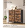 imageSONGMICS Dresser for Bedroom Chest of Drawers Steel MDF 5 NonWoven Fabric Drawers Storage Organizer Unit Closet Entryway Ink Black and Ebony Black LGS315B01SRustic Brown  Ink Black