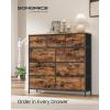 imageSONGMICS Dresser for Bedroom Chest of Drawers Steel MDF 5 NonWoven Fabric Drawers Storage Organizer Unit Closet Entryway Ink Black and Ebony Black LGS315B01SRustic Brown  Ink Black