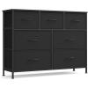 imageSONGMICS Dresser for Bedroom Chest of Drawers Steel MDF 5 NonWoven Fabric Drawers Storage Organizer Unit Closet Entryway Ink Black and Ebony Black LGS315B01SInk Black  Ebony Black