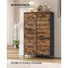 imageSONGMICS Dresser for Bedroom Chest of Drawers Steel MDF 5 NonWoven Fabric Drawers Storage Organizer Unit Closet Entryway Ink Black and Ebony Black LGS315B01SRustic Brown  Ink Black