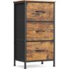 imageSONGMICS Dresser for Bedroom Chest of Drawers Steel MDF 5 NonWoven Fabric Drawers Storage Organizer Unit Closet Entryway Ink Black and Ebony Black LGS315B01SRustic Brown  Ink Black
