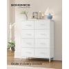 imageSONGMICS Dresser for Bedroom Chest of Drawers Steel MDF 5 NonWoven Fabric Drawers Storage Organizer Unit Closet Entryway Ink Black and Ebony Black LGS315B01SCloud White  Snow White