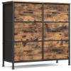 imageSONGMICS Dresser for Bedroom Chest of Drawers Steel MDF 5 NonWoven Fabric Drawers Storage Organizer Unit Closet Entryway Ink Black and Ebony Black LGS315B01SRustic Brown  Ink Black