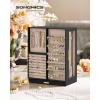 imageSONGMICS Jewelry Box 360 Rotating Jewelry Storage Case with 5 Drawers Jewelry Organizer Glass Window Spacious Vertical Jewelry Storage Open Design Great Gift Cloud White UJBC170W01Ink Black