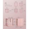 imageSONGMICS Jewelry Box 360 Rotating Jewelry Storage Case with 5 Drawers Jewelry Organizer Glass Window Spacious Vertical Jewelry Storage Open Design Great Gift Cloud White UJBC170W01Jelly Pink