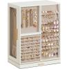 imageSONGMICS Jewelry Box 360 Rotating Jewelry Storage Case with 5 Drawers Jewelry Organizer Glass Window Spacious Vertical Jewelry Storage Open Design Great Gift Cloud White UJBC170W01Cloud White
