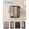 imageSONGMICS Jewelry Box 360 Rotating Jewelry Storage Case with 5 Drawers Jewelry Organizer Glass Window Spacious Vertical Jewelry Storage Open Design Great Gift Cloud White UJBC170W01Ink Black