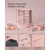 imageSONGMICS Jewelry Box 360 Rotating Jewelry Storage Case with 5 Drawers Jewelry Organizer Glass Window Spacious Vertical Jewelry Storage Open Design Great Gift Cloud White UJBC170W01Jelly Pink