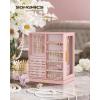 imageSONGMICS Jewelry Box 360 Rotating Jewelry Storage Case with 5 Drawers Jewelry Organizer Glass Window Spacious Vertical Jewelry Storage Open Design Great Gift Cloud White UJBC170W01Jelly Pink