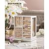imageSONGMICS Jewelry Box 360 Rotating Jewelry Storage Case with 5 Drawers Jewelry Organizer Glass Window Spacious Vertical Jewelry Storage Open Design Great Gift Cloud White UJBC170W01Cloud White