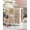 imageSONGMICS Jewelry Box 360 Rotating Jewelry Storage Case with 5 Drawers Jewelry Organizer Glass Window Spacious Vertical Jewelry Storage Open Design Great Gift Cloud White UJBC170W01Cloud White