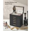 imageSONGMICS Jewelry Box Organizer with Glass Lid 3Layer Jewelry Storage with 2 Drawers Modern Style 8 x 91 x 53 Inches Cloud White and Gold Color UJBC239WTGraphite Black  Gold