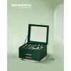 imageSONGMICS Jewelry Box Organizer with Glass Lid 3Layer Jewelry Storage with 2 Drawers Modern Style 8 x 91 x 53 Inches Cloud White and Gold Color UJBC239WTForest Green  Gold