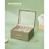imageSONGMICS Jewelry Box Organizer with Glass Lid 3Layer Jewelry Storage with 2 Drawers Modern Style 8 x 91 x 53 Inches Cloud White and Gold Color UJBC239WTLaurel Green  Gold