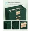 imageSONGMICS Jewelry Box Organizer with Glass Lid 3Layer Jewelry Storage with 2 Drawers Modern Style 8 x 91 x 53 Inches Cloud White and Gold Color UJBC239WTForest Green  Gold