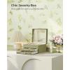 imageSONGMICS Jewelry Box Organizer with Glass Lid 3Layer Jewelry Storage with 2 Drawers Modern Style 8 x 91 x 53 Inches Cloud White and Gold Color UJBC239WTLaurel Green  Gold