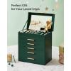 imageSONGMICS Jewelry Box Organizer with Glass Lid 3Layer Jewelry Storage with 2 Drawers Modern Style 8 x 91 x 53 Inches Cloud White and Gold Color UJBC239WTForest Green  Gold