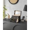imageSONGMICS Jewelry Box Organizer with Glass Lid 3Layer Jewelry Storage with 2 Drawers Modern Style 8 x 91 x 53 Inches Cloud White and Gold Color UJBC239WTGraphite Black  Gold