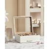 imageSONGMICS Jewelry Box Organizer with Glass Lid 3Layer Jewelry Storage with 2 Drawers Modern Style 8 x 91 x 53 Inches Cloud White and Gold Color UJBC239WTCloud White  Gold