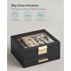 imageSONGMICS Jewelry Box Organizer with Glass Lid 3Layer Jewelry Storage with 2 Drawers Modern Style 8 x 91 x 53 Inches Cloud White and Gold Color UJBC239WTGraphite Black  Gold