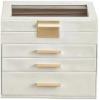 imageSONGMICS Jewelry Box Organizer with Glass Lid 3Layer Jewelry Storage with 2 Drawers Modern Style 8 x 91 x 53 Inches Cloud White and Gold Color UJBC239WTCloud White  Gold