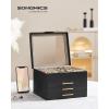 imageSONGMICS Jewelry Box Organizer with Glass Lid 3Layer Jewelry Storage with 2 Drawers Modern Style 8 x 91 x 53 Inches Cloud White and Gold Color UJBC239WTGraphite Black  Gold