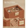 imageSONGMICS Jewelry Box Organizer with Glass Lid 3Layer Jewelry Storage with 2 Drawers Modern Style 8 x 91 x 53 Inches Cloud White and Gold Color UJBC239WTCaramel Brown  Gold