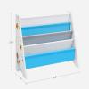imageSONGMICS Kids Bookcase Book Organizer with AntiTip Kit Storage Shelf for Childrens Room Playroom School SpaceSaving Design White Blue and Gray UGKR72WT 11D x 246W x 236H in