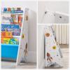 imageSONGMICS Kids Bookcase Book Organizer with AntiTip Kit Storage Shelf for Childrens Room Playroom School SpaceSaving Design White Blue and Gray UGKR72WT 11D x 246W x 236H in