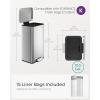 imageSONGMICS Kitchen Trash Can 105 Gallon 40 L Garbage Can Large Step Trash Bin with Lid Stainless Steel Soft Close 15 Trash Bags Included Silver ULTB540E40Silver