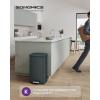 imageSONGMICS Kitchen Trash Can 105 Gallon 40 L Garbage Can Large Step Trash Bin with Lid Stainless Steel Soft Close 15 Trash Bags Included Silver ULTB540E40Charcoal Gray