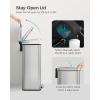 imageSONGMICS Kitchen Trash Can 105 Gallon 40 L Garbage Can Large Step Trash Bin with Lid Stainless Steel Soft Close 15 Trash Bags Included Silver ULTB540E40Silver