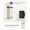 imageSONGMICS Kitchen Trash Can 105 Gallon 40 L Garbage Can Large Step Trash Bin with Lid Stainless Steel Soft Close 15 Trash Bags Included Silver ULTB540E40Sand Beige