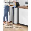 imageSONGMICS Kitchen Trash Can 13Gallon 50 L Motion Sensor Garbage Can Stainless Steel Trash Bin Ozone Odor Control StayOpen Metallic Silver ULTB620E50