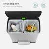 imageSONGMICS Kitchen Trash Can 16 Gallon 2 x 8 Gallon Dual Compartment Garbage Can 60L Pedal Recycling Bin Stays Open and Soft Close Stainless Steel 15 Bags Included Metallic Silver ULTB202E01Metallic Silver