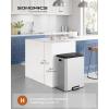 imageSONGMICS Kitchen Trash Can 16 Gallon 2 x 8 Gallon Dual Compartment Garbage Can 60L Pedal Recycling Bin Stays Open and Soft Close Stainless Steel 15 Bags Included Metallic Silver ULTB202E01Metallic Silver