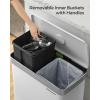 imageSONGMICS Kitchen Trash Can 16 Gallon 2 x 8 Gallon Dual Compartment Garbage Can 60L Pedal Recycling Bin Stays Open and Soft Close Stainless Steel 15 Bags Included Metallic Silver ULTB202E01Cloud White