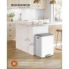 imageSONGMICS Kitchen Trash Can 16 Gallon 2 x 8 Gallon Dual Compartment Garbage Can 60L Pedal Recycling Bin Stays Open and Soft Close Stainless Steel 15 Bags Included Metallic Silver ULTB202E01Cloud White