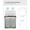 imageSONGMICS Kitchen Trash Can 16 Gallon 2 x 8 Gallon Dual Compartment Garbage Can 60L Pedal Recycling Bin Stays Open and Soft Close Stainless Steel 15 Bags Included Metallic Silver ULTB202E01Cloud White