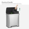 imageSONGMICS Kitchen Trash Can 16 Gallon 2 x 8 Gallon Dual Compartment Garbage Can 60L Pedal Recycling Bin Stays Open and Soft Close Stainless Steel 15 Bags Included Metallic Silver ULTB202E01Metallic Silver