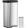 imageSONGMICS Kitchen Trash Can 18Gallon Stainless Steel Garbage Can with StayOpen Lid and Stepon Pedal Soft Closure Tall Large and SpaceSaving Silver and Black ULTB520E68Silver  Black