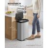 imageSONGMICS Kitchen Trash Can 18Gallon Stainless Steel Garbage Can with StayOpen Lid and Stepon Pedal Soft Closure Tall Large and SpaceSaving Silver and Black ULTB520E68Silver  Black