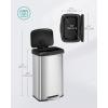 imageSONGMICS Kitchen Trash Can 18Gallon Stainless Steel Garbage Can with StayOpen Lid and Stepon Pedal Soft Closure Tall Large and SpaceSaving Silver and Black ULTB520E68Silver  Black